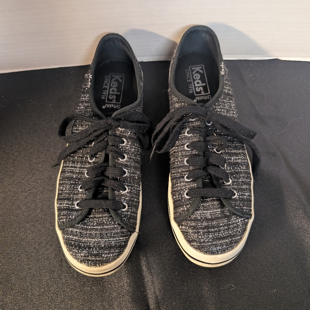 Keds Kickstart Running Shoes Glitter Sparkle Women’s Size 7 Black Flats